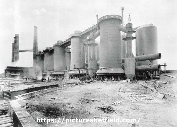 Charles Cammell and Co. Ltd., steel manufacturers, Derwent Iron and Steel Works, Workington (Cumberland). Blast furnaces and casting beds