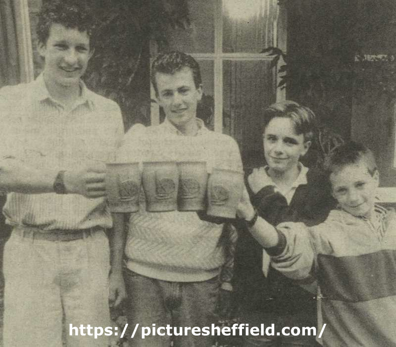 Sheffield's schools sailing team showing (far left) Gareth Storey and (far right) Oliver Wells