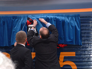 Unveiling of the commemorative nameplate on class 66 loco 66715 Valour