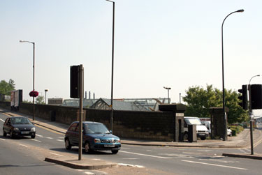 Junction of Spital Hill and Savile Street, The Wicker. Former entrance to London Midland and Scottish Railway Wicker Goods Station on corner