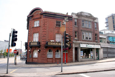 Nos. 28 - 30 Tap and Barrel public house (former Bull and Mouth public house), and Scrivens Hearing Centre, Waingate, junction of Castlegate