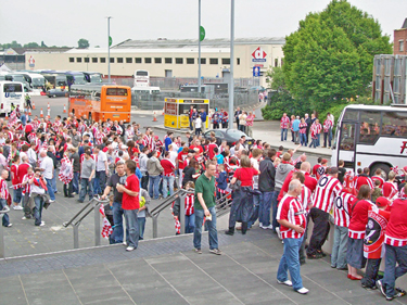 Sheffield United supporters gathering outside Wembley Stadium before the Championship play-off final against Burnley