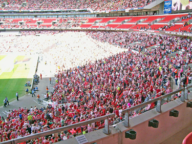 Sheffield United supporters at Wembley Stadium before the Championship play-off final against Burnley