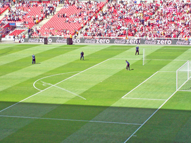 Pre-match warm up before the Championship play-off final between Sheffield United and Burnley at Wembley Stadium