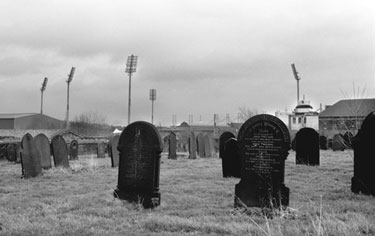 Attercliffe Cemetery, off Attercliffe Road, looking towards Don Valley Stadium