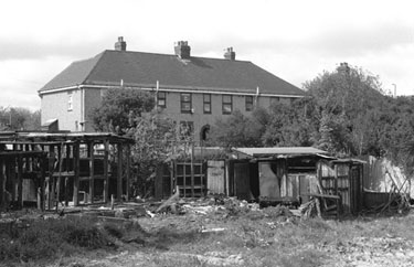Demolition and rebuilding work, back of houses on Prince of Wales Road from Fairleigh, Manor Estate