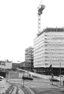 Construction of the Metis Office Building, West Bar and Solly Street from Silver Street Head