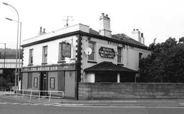 Bridge Inn (demolished 2007), No. 2 Meadowhall Road and Brightside Bridge at the junction with Weeden Street, Brightside