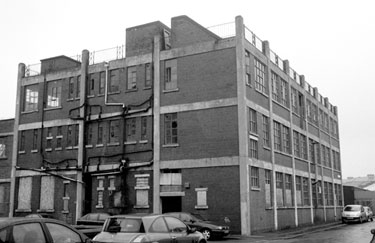 Vacant premises of Parkin Silversmiths Ltd., Cornwall Works, Ebenezer Place (left) and South Parade (right)