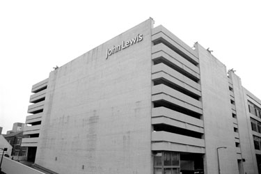 John Lewis (formerly Cole Brothers), department store at the junction of Cross Burgess Street (left) and Burgess Street (right) with the multi storey car park above
