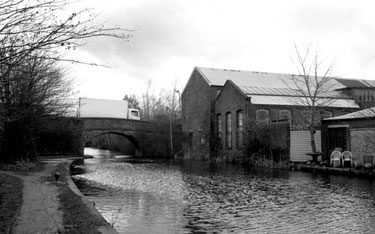 Sheffield and South Yorkshire Navigation looking towards Baltic Steel Works and Bacon Lane Bridge, SYK Navigation Canal and Baltic Steel Works, the location of the opening scene in the film 'The Full Monty'