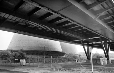 View from under Tinsley Viaduct with the base of the Cooling Towers in the background