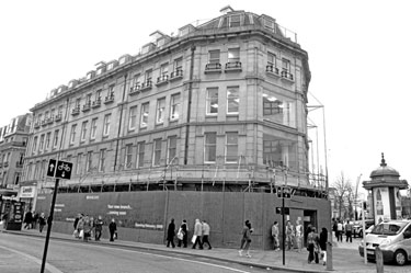 Barclays Bank, Nos. 2-6 Pinstone Street at the junction of Barkers Pool under refurbishment