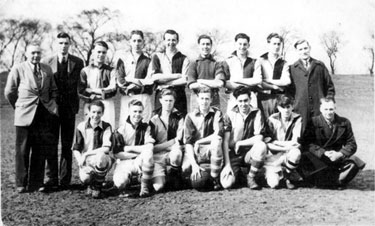 Crowder Sports F.C. team photograph, played in black and yellow shirts and black shorts
