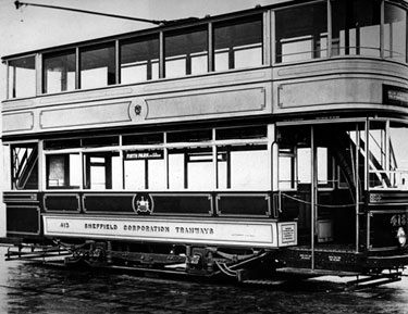 Electric Tramcar No. 413, on Firth Park via Pitsmoor Route