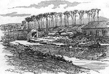 Sheffield Flood. Remains at H. Johnson and S.J. Barker's, Limbrick Wheels, Rollers and Makers of Crinoline Wires, River Loxley