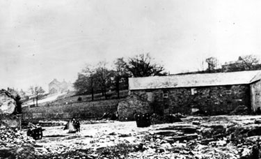 Sheffield Flood, remains of Trickett's Farm belonging to James Trickett, at the junction of Rivers Rivelin and Loxley, household of eleven people washed away and drowned