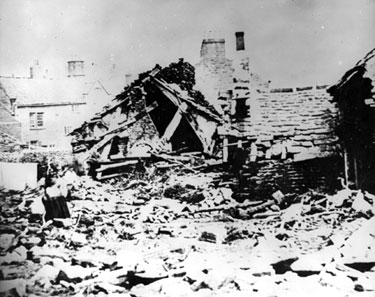 Sheffield Flood. Ruins at Owlerton Green/Bradfield Road, Owlerton Hall, off Bradfield Road, in background
