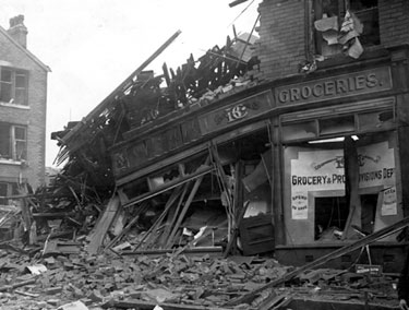 Brightside and Carbrook Co-op Society, Nos 135-137, Scott Road after air raid	