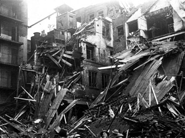 Walker and Hall Ltd., Electro Works, Eyre Street, showing air raid damage