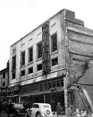 Phillips Furnishing Store, Nos. 37 - 41 The Moor, after air raids