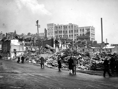 Fitzwilliam Street, showing air raid damage with Royal Hospital in the background