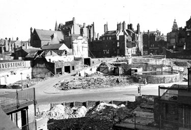 Campo Lane and Vicar Lane after clearance, showing air raid damage