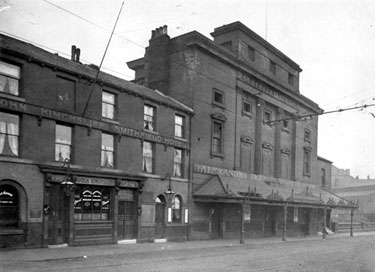 Smithfield Hotel and Alexandra Theatre, Blonk Street. The theatre was built 1837, by Mr Egan. Originally known as The Adelphi Circus Theatre. Demolished 1914
