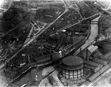 Aerial view of Thomas W. Ward Ltd., Albion Works, Savile Street