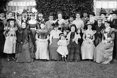 Guests at wedding of Beatrice Lowe, Ivy Cottages, Shiregreen