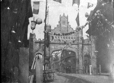 Decorative arch, Commercial Street to celebrate Queen Victoria's visit