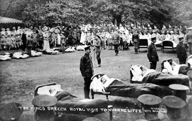 King George V visiting Wharncliffe War Hospital for War wounded (former S.Y. Asylum also referred to as Wadsley Asylum later Middlewood Hospital)