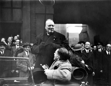 Visit of Winston Churchill to Sheffield, with Alderman Luther Frederick Milner, Lord Mayor