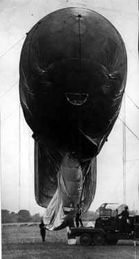 Barrage balloon in Sheffield during World War II