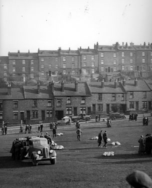 R.A.F. barrage balloon on Crookesmoor Recreation Ground during World War II