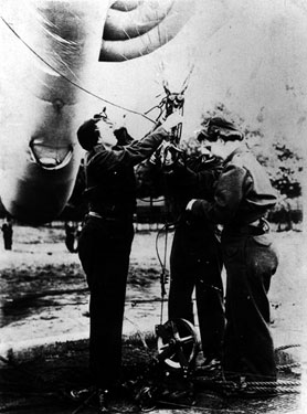 Barrage Balloon at 'The Bishops Home', just outside Sheffield. One of the crew was Margaret Buckley, Service No. 429499