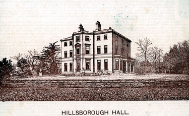 Hillsborough Hall, in what is now Hillsborough Park, off Middlewood Road. Built 18th century by Thos. Steade, grandfather of Pegge-Burnell. Later property of Rimington family and James Willis Dixon, of James Dixon and Sons. Became Hillsborough Librar