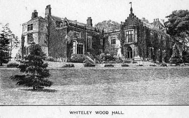 Whiteley Wood Hall, Common Lane, built 1662 by Alexandra Ashton, demolished 1959. Stood in its own woods, commanding a view over the Porter Valley. Home of Thomas Boulsover, inventor of Sheffield Plate, who died here in 1788, and Samuel Plimsoll