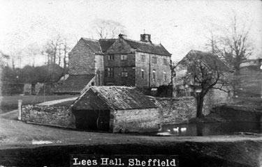 Lees Hall, cart shed and pond
