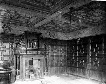 Carbrook Hall, No. 537 Attercliffe Common showing fireplace and panelling