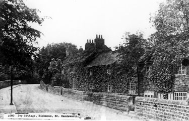 Ivy Cottages, Nos 347-353, Richmond Road. Stone built and over 250 years old. One of the centre cottages used to be the 'Gooseberry Inn'. All later demolished for road widening