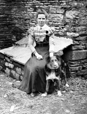 Miss E.G. Knight, 'Lover of Children and Animals' by stone dog kennel at Nether Shire Lane