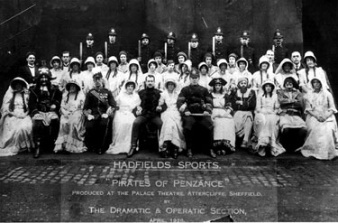 Cast of 'Pirates of Penzance' by the Dramatic and Operatic Section of Hadfields Sports Ltd. Produced at the Palace Theatre, Attercliffe