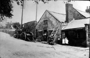 John Bly's blacksmith shop, Lydgate Lane, (Mount Zion in background)