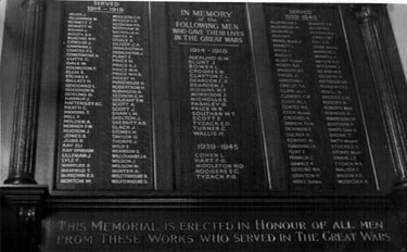 William Tyzack, Sons and Turner Ltd., Roll of Honour