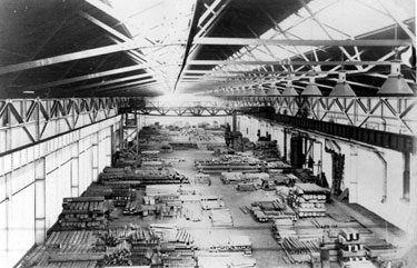 Steel stock shed at W. T. Flather Ltd., Standard Steel Works, Sheffield Road, Tinsley