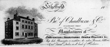 Chadburn and Co., manufacturers of spectacles, telescopes and opera glasses, 40, Nursery Street