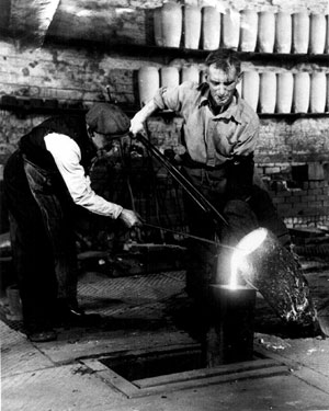 Steel Industry, Teeming, workmen at Benjamin Huntsman Ltd., Tinsley Park Road