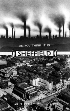 Controversial postcard depicting views of Sheffield