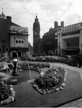 City Hall Gardens, also known as Balm Green Gardens. The Gaumont Cinema in the background